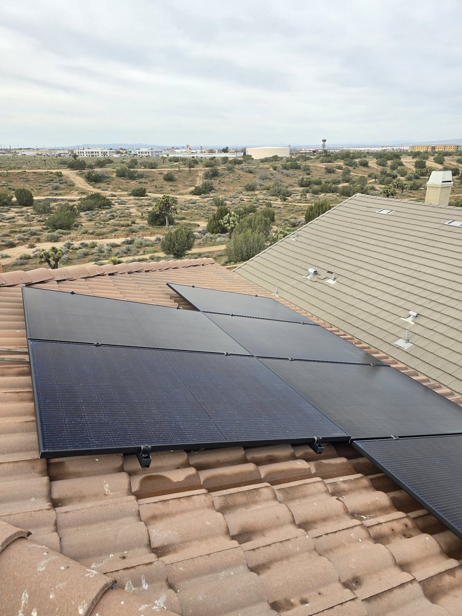 The same array after cleaning, with a wide view over the High Desert